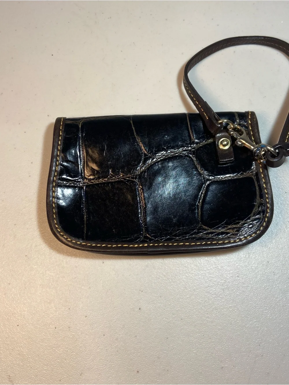 Dooney & Bourke Black Croc-Embossed Wristlet Bag - Classic Design